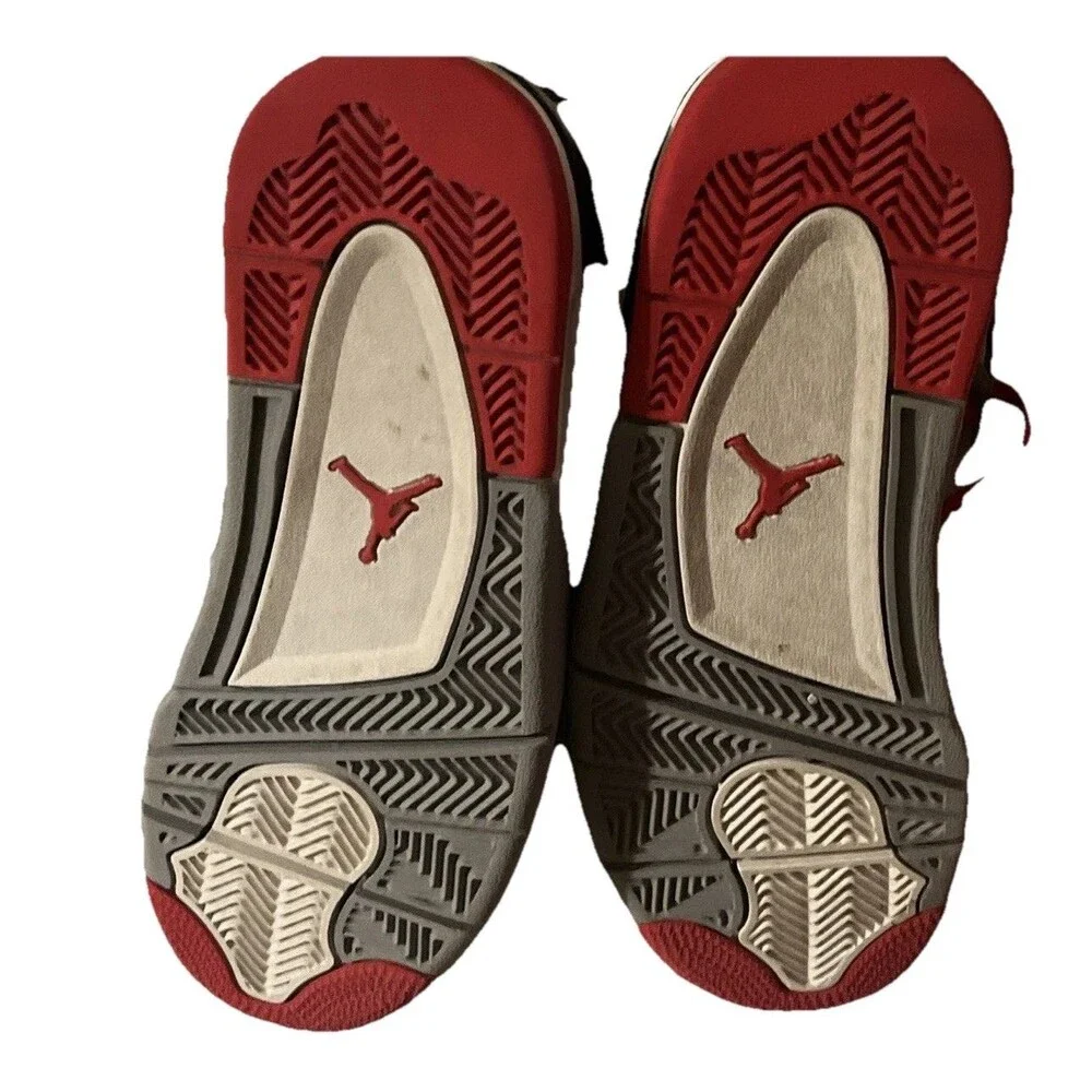 Air Jordan 4 Retro OG Bred 5Y Youth – Black Red GS Sneakers 408452-060 - Picture 5 of 8